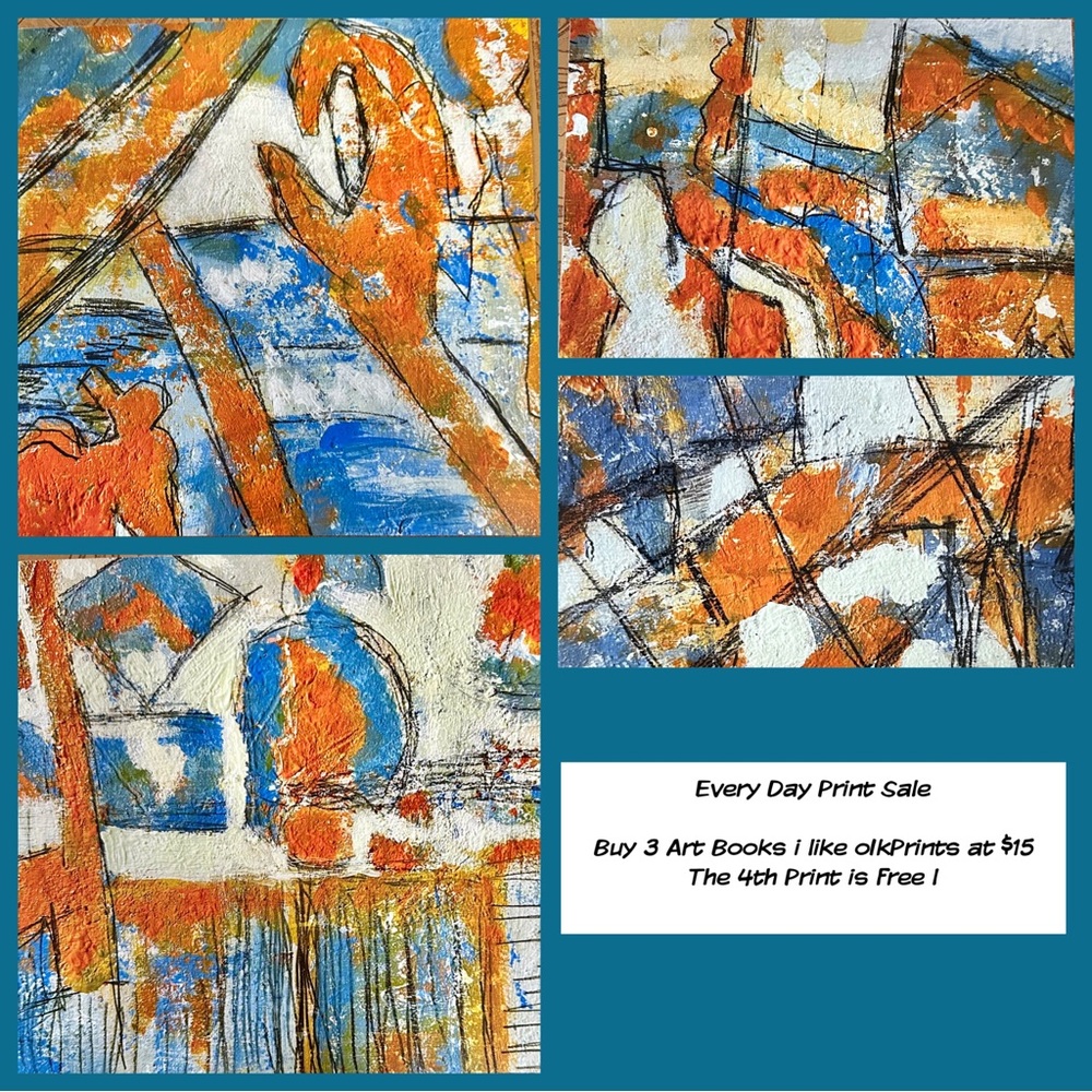 Wall Grouping Photographs of Abstract Art Paintings by Jan Perez Set of 4 prints